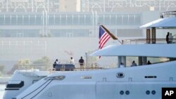 The $325 million superyacht seized by the United States from a sanctioned Russian oligarch arrived in San Diego, June 27,2022.