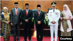 Pelantikan Achmad Marzuki sebagai Penjabat (Pj) Gubernur Aceh yang dilaksanakan di ruang sidang paripurna Dewan Perwakilan Rakyat Aceh, 4 Juli 2022. (Courtesy: DPRA) 