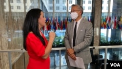 Donald Lu, Assistant Secretary for South and Central Asia, talking with VOA's Navbahor Imamova, Washington, June 30, 2022