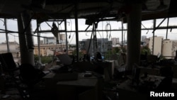 The aftermath of a shelling on an office building near the centre of Kharkiv, which hadn’t been shelled in weeks, as Russia’s attack on Ukraine continues in Kharkiv, Ukraine, June 25, 2022. 