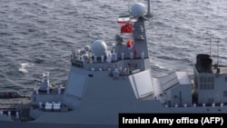 资料照：中国、俄罗斯和伊朗海军在印度洋举行联合军演 (2022年1月21日)