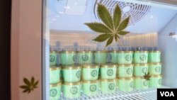 At the Hemp House outlet in Bangkok’s EmQuartier mall, shoppers can pick up a tub of chocolate ice cream infused with cannabis terpenes, the chemicals that give the plant its signature scent and flavor. (Peter Zsombor/VOA)
