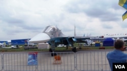 2013年8月莫斯科航展上的苏-34战机。（美国之音白桦拍摄）