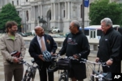 Bike to Work Day with Philadelphia Bicycle Coalition Executive Director Alex Doty, Mayor Michael Nutter and Congressmen Chaka Fattah and Bob Brady.