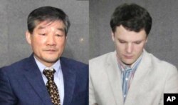 북한에 억류 중인 미국인들. 한국계 미국인 김동철 목사(왼쪽)와 대학생 오토 프레데릭 웜비어.