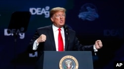 President Donald Trump speaks at the American Farm Bureau Federation convention in New Orleans, Jan. 14, 2019. 