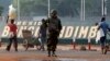 A Moroccan soldier from the peacekeeping forces secures a street in Bangui, Central African Republic, Feb. 20, 2014.