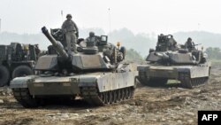 주한미군 기갑부대가 연천에서 열린 미한합동도강훈련에 참가했다. (자료사진)