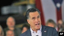 Republican presidential candidate, former Massachusetts Governor Mitt Romney speaks at a campaign rally at Gregory Industries in Canton, Ohio, March 5, 2012.

