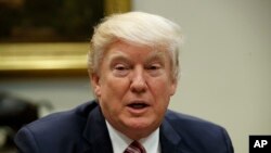 President Donald Trump speaks during a meeting on women in health care, March 22, 2017, in the Roosevelt Room of the White House in Washington.