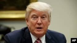 President Donald Trump speaks during a meeting on women in healthcare, March 22, 2017, in the Roosevelt Room of the White House in Washington.