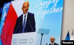 FILE - COP24 President Michal Kurtyka speaks during the opening of the COP24 U.N. Climate Change Conference 2018 in Katowice, Poland, Dec. 3, 2018.