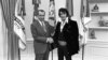 President Richard Nixon shakes hands with Elvis Presley in the Oval Office in Washington, D.C., in December 1970.
