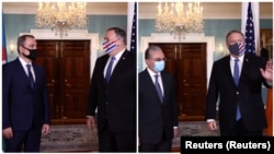 在纳卡冲突之际，美国国务卿蓬佩奥在国务院分别会晤亚美尼亚外长姆纳察卡尼扬与阿塞拜疆外长巴伊拉莫夫。