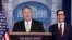Secretary of State Mike Pompeo and Treasury Secretary Steve Mnuchin brief reporters about additional sanctions placed on Iran, at the White House, Jan. 10, 2019, in Washington. 
