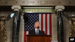 President Donald Trump addresses a joint session of Congress on Capitol Hill in Washington, Feb. 28, 2017.