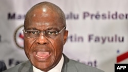 Opposant Martin Fayulu na conférence de presse, na Kinshasa, le 18 janvier 2019.
