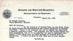 Pismo skulptoru Gutzonu Borglumu da projektuje skulpture na Maunt Rašmoru