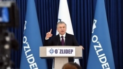 Uzbek President Shavkat Mirziyoyev speaking at Liberal Democratic Party's rally in Kashkadarya, Uzbekistan, Oct. 11, 2021.(president.uz)