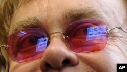 Britain's Elton John smiles during the morning conference at The Independent newspaper's editorial offices in London (file photo)