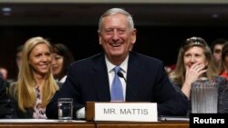 Retired Marine Corps Gen. James Mattis appears before a Senate Armed Services Committee hearing on his nomination to serve as U.S. defense secretary on Capitol Hill in Washington, Jan. 12, 2017. 