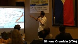 Walikota Eugenio Bito-onon mengusulkan gagasan 'Pariwisata demi Perdamaian' di kepulauan Spratly dalam presentasi di Manila hari Minggu (23/8). 
