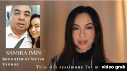 A screenshot of a video Samira Imin posted to social media after learning of her father's prison sentence in China.
