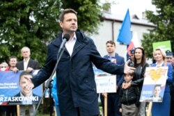 Rafal Trzaskowski, mayor of Warsaw and the presidential candidate of the main Polish opposition party Civic Platform, attends an election rally in Urszulin, Poland, June 23, 2020.