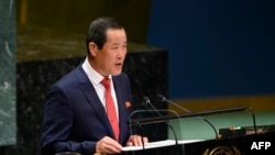 김성 유엔 주재 북한 대사가 총회에서 발언하고 있다. (자료사진)