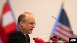 Marshall Billingslea, US Special Presidential Envoy for Arms Control looks on during a press conference on June 23, 2020 in Vienna after the US and Russia met for talks.