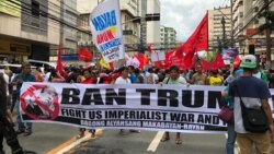 ក្រុមបាតុករភីលីពីនប្រឆាំងទស្សនកិច្ចលោកប្រធានាធិបតី ដូណាល់ ត្រាំ