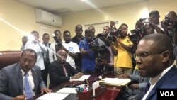 Le nouveau Premier ministre Jean Henry Céant, devant le Parlement haïtien, à Port-au-Prince, Haïti, le 10 août 2018.