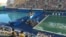 This photo captured by VOA's Parke Brewer show contrasting colors of the pools in Rio de Janeiro, Saturday, Aug. 13, 2016, Rio de Janeiro. (P. Brewer/VOA)