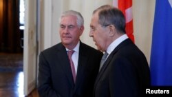 Rex Tillerson et Sergueï Lavrov, Moscou, Russie, le 12 avril 2017. 