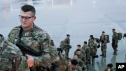 U.S. Army, paratroopers assigned to 1st Brigade Combat Team, 82nd Airborne Division deploy as they prepare equipment and load aircraft bound for the U.S. Central Command area of operations from Fort Bragg, N.C.