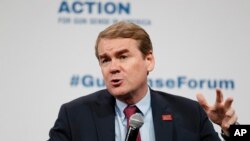 Democratic presidential candidate Sen. Michael Bennet speaks at the Presidential Gun Sense Forum, Aug. 10, 2019, in Des Moines, Iowa. 