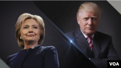 Calon Presiden Amerika Serikat dari Partai Demokrat, Hillary Clinton (kiri) dan dari partai Republik, Donald Trump (kanan). 