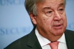 U.N. Secretary General Antonio Guterres makes a statement on Syria at U.N. headquarters on the sidelines during the 2019 United Nations Climate Action Summit at U.N. headquarters in New York City, Sept. 23, 2019