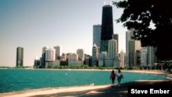 Oak Street Beach along Lake Michigan on Chicago's Near North Side