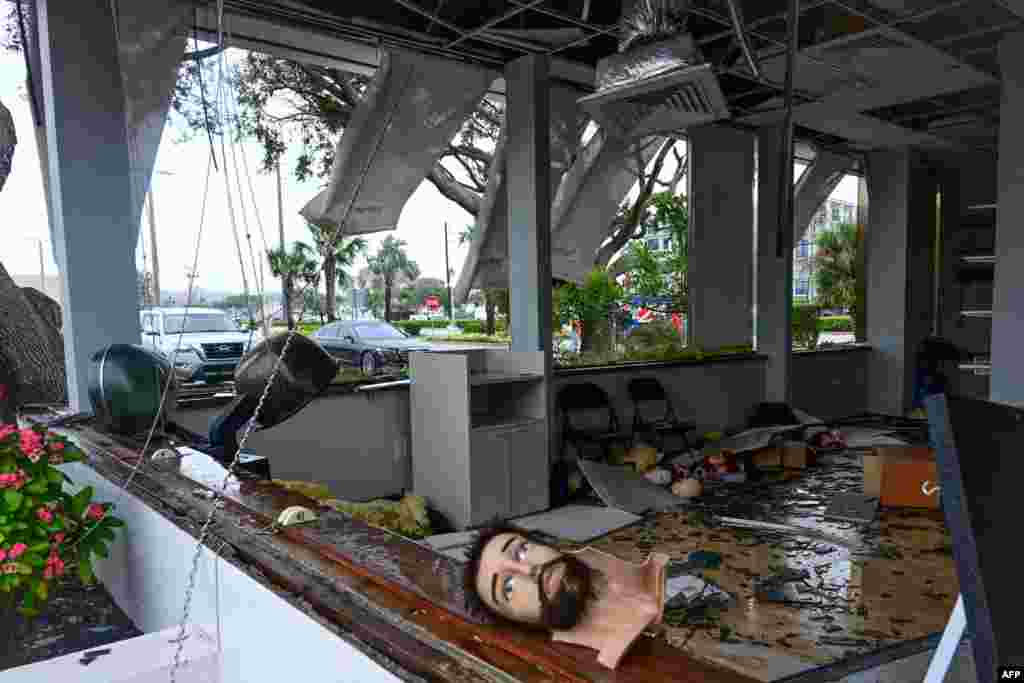 An intense tornado whipped up by Hurricane Milton destroyed a beauty salon in Cocoa Beach, Florida, on Oct. 10, 2024. 