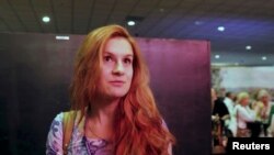 FILE - Accused Russian agent Maria Butina speaks at 2015 FreedomFest conference in Las Vegas, Nevada, U.S., July 11, 2015 in this still image taken from a social media video obtained July 19, 2018.