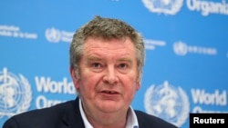 រូបឯកសារ៖ លោកវេជ្ជបណ្ឌិត Michael Ryan ប្រធានគ្រាអាសន្ននៃអង្គការសុខភាពពិភពលោក ថ្លែងនៅក្នុងសន្និសីទមួយអំពីជំងឺកូវីដ១៩ នៅក្រុងហ្សឺណែវ ប្រទេសស្វីស កាលពីថ្ងៃទី១១ ខែកុម្ភៈ ឆ្នាំ២០២០។ 