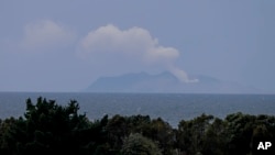 Plumes of steam rise above White Island off the coast of Whakatane, New Zealand, Dec. 11, 2019.