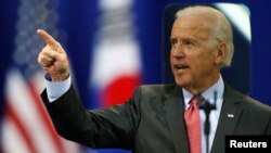 Wapres AS Joe Biden memberikan pidato di Universitas Yonsei di Seoul, Korea Selatan hari Jumat (6/12). 