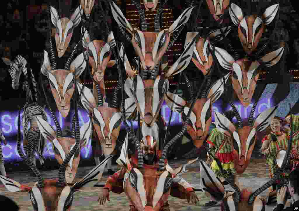 Performers take part in a night parade to celebrate Chinese New Year in Hong Kong.