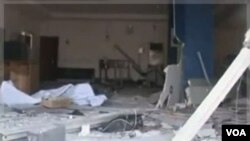 Bangunan yang rusak di Damatura, Nigeria menyusul serangan beruntun di wilayah itu (6/11).