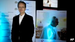 Director Beda Docampo Feijoo poses for a picture during the Avant premiere of "Francisco. El Padre Jorge," in Buenos Aires, Argentina, Sept. 8, 2015. The film about Pope Francis' life will open in cinemas Sept. 10, 2015.