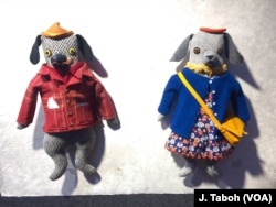 Mimi Kerchner enjoys collecting scraps of materials to add charming touches to her “art” toys, which include many types of animal figures.