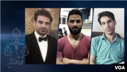 Foto kakak-beradik Iran yang dikenai hukuman berat karena terlibat insiden kekerasan dalam unjuk rasa anti-pemerintah pada di Shiraz, Iran. Dari kiri ke kanan: Habib, Navid, and Vahid Afkari Sangari. (VOA Persian)