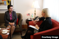 Tanzila Narbaeva, Uzbek Deputy PM meeting with Alice Wells, Principal Deputy Assistant Secretary for South and Central Asia, Washington, March 16, 2018